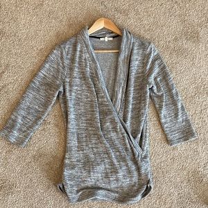 Wonen’s 3/4 Sleeve Light Gray Sweater, Size Medium